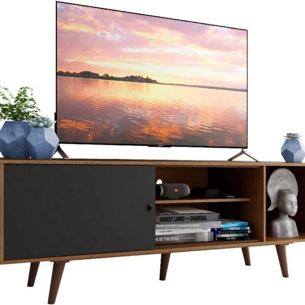 Rack Madesa Dubai para TV até 65 Polegadas: organização, espaço e estilo Rustic/Preto/Rustic para sua sala