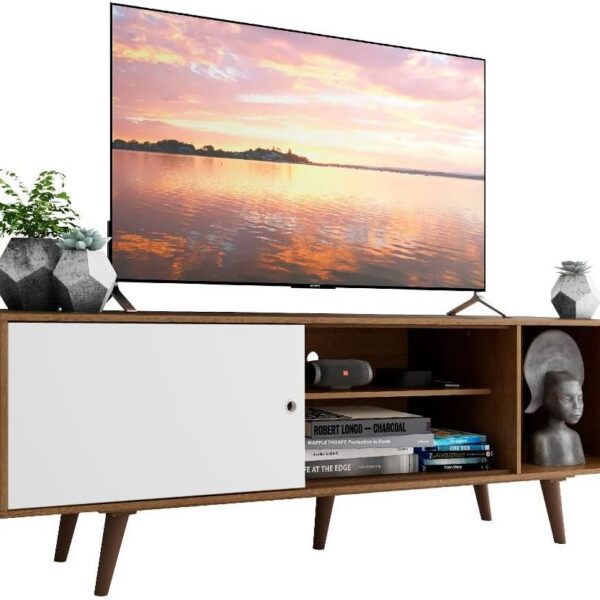 Rack Madesa Dubai para TV até 65 polegadas com pés: design moderno, resistente e ideal para sua sala.