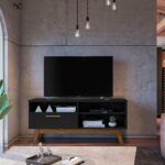 Rack Paládio para TV até 55" com pés de madeira, design retrô e amplo espaço para organizar sua sala com estilo. - Imagem 2