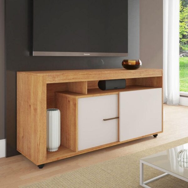 Rack para Sala de Estar com 2 Portas Lavanda, ideal para TVs de até 55 polegadas e mais organização no ambiente