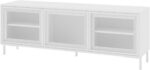 Rack para TV até 55 Polegadas 135cm com 3 Portas de Vidro e 2 Prateleiras Branco, ideal para organizar e valorizar sua sala. - Imagem 2