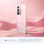 Realme C75x 256GB 8GB RAM com NFC e IP69: desempenho, resistência e estilo na cor rosa.