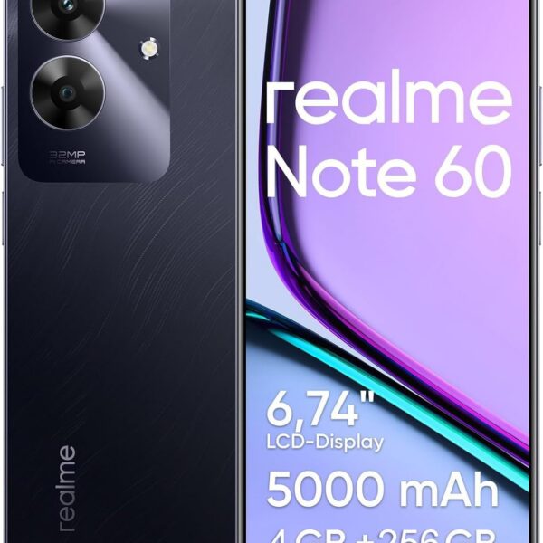 Realme Note 60 256GB: tela 6,74, bateria 5000mAh e desempenho com Android 14 para uso fluido e multitarefa.