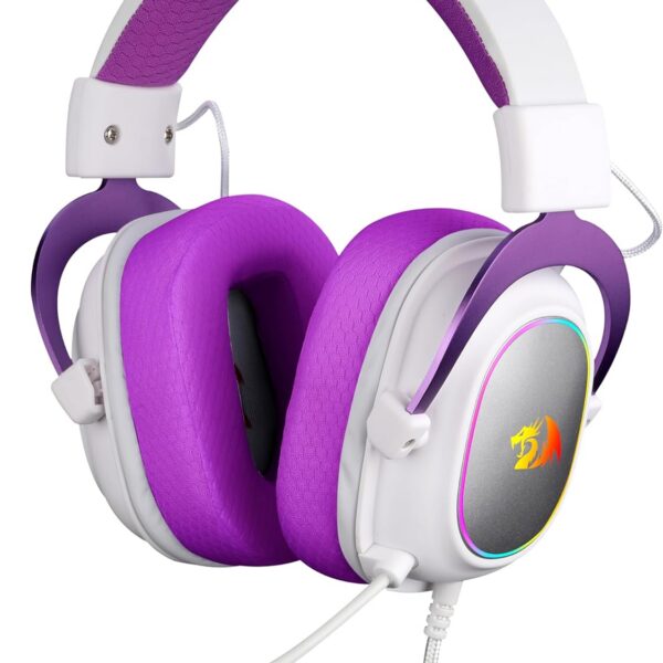 Redragon HEADSET GAMER ZEUS X BRANCO COM ROXO RGB, Único