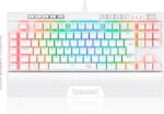 Redragon Magic Wand Pro RGB Branco: teclado óptico gamer ABNT2 com switch vermelho e alta precisão para jogos.