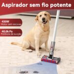 Redroad V17 Aspirador de Pó Vertical Sem Fio 5 em 1, 450W 20000Pa, Filtro HEPA Duplo, Leve 1,77kg, Silencioso 60dB, Ideal para Pets, Casa e Carro, Branco - Imagem 2