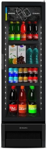 Refrigerador Expositor Metalfrio All Black 296L: destaque suas bebidas com conservação ideal e design premium para vender mais.