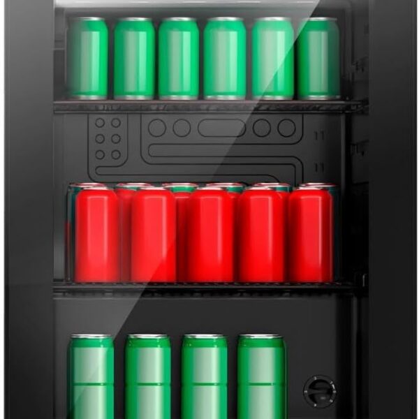 Refrigerador Expositor Vertical Eos 67 Litros EEV80P: design elegante, iluminação LED e refrigeração eficiente para manter seus produtos sempre visíveis e frescos.