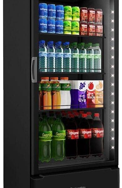 Refrigerador Expositor Vertical Metalfrio All Black 577L, alta capacidade, porta antiembaçante e refrigeração uniforme para seu negócio.