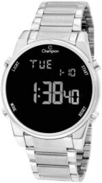 Relógio Champion Feminino Digital Prata CH40071T com colar e brincos: elegância e praticidade em um só conjunto.