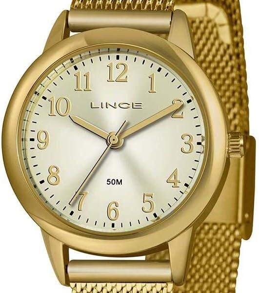 Relógio Lince Feminino Dourado: elegância casual e estilo para o dia a dia.