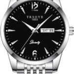 Relógio Masculino De Luxo Trsoye Prata com Data: elegância e precisão para completar seu estilo com sofisticação.