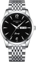 Relógio Masculino De Luxo Trsoye Prata com Data: elegância e precisão para completar seu estilo com sofisticação.