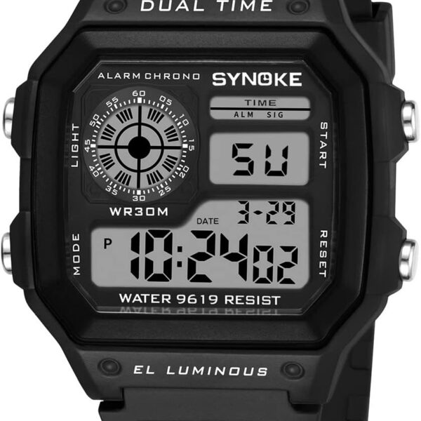Relógio Masculino Digital Militar Preto Ultra Light: leve, resistente e ideal para esportes e uso diário.