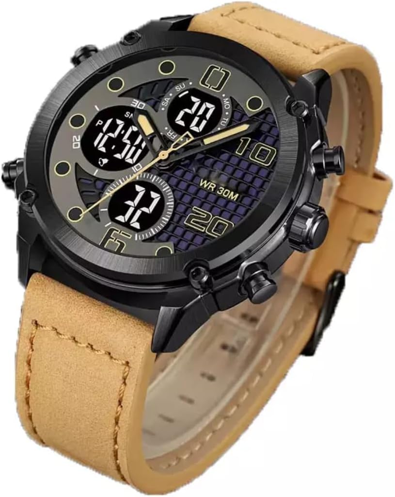 Relógio Masculino Elegante de Pulso Social com design moderno, analógico Relógio Masculino Elegante de Pulso Social com design moderno, analógico e digital, ideal para um visual sofisticado e impactante.