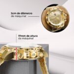 Relógio Masculino Orizom Spaceman Dragon Dourado com caixa premium, visual elegante e presença marcante para presente ou uso social. - Imagem 2