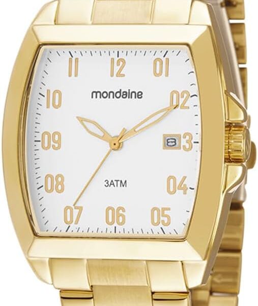 Relógio Mondaine Masculino Retangular Dourado: estilo elegante e visual sofisticado para comprar com confiança.