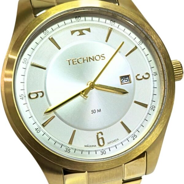 Relógio Technos Masculino Steel Dourado: design analógico elegante, resistente e ideal para compor um visual sofisticado.