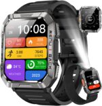 Relógio inteligente militar para homens com chamadas e lanterna para esportes ao ar livre