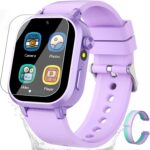 Relógio smartwatch infantil à prova d’água para meninas 5-12 anos, com 39 jogos, câmera HD, música e controle parental.