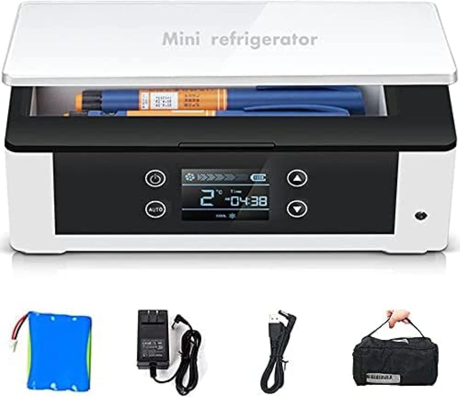 Resfriador De Insulina Portátil Caixa Refrigerada Drug Reefer Travel Case Resfriador De Insulina Portátil Caixa Refrigerada Drug Reefer Travel Case Visor LCD 2-8 ℃ Insulin Cooler Case Geladeira Pequena Para Manter O Refrigerador De Remédios Para Diabetes Por Cerca De 12