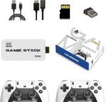 Retro Game Stick 4K: console plug and play com 20.000+ jogos, 9 emuladores e 2 controles para jogar na TV.