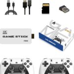 Retro Game Stick 4K: console plug and play com 20.000+ jogos, 9 emuladores e 2 controles para jogar na TV.