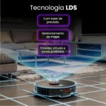 Robô Aspirador de Pó Inteligente AMG-R3 PRO 3 em 1 Varre, Aspira e Passa Pano com Mapeamento a Laser LDS, Compatível com Alexa e Google, Wi-Fi, App e Controle Remoto Panda Plus Bivolt (Preto) - Imagem 2