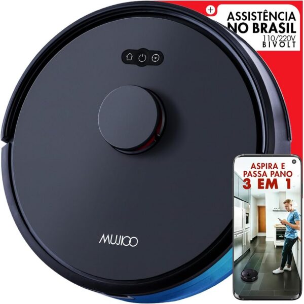 Robô Aspirador e Esfregão MUJIOO X6Max: limpeza 3 em 1, LiDAR 360° e 6500Pa para máxima praticidade