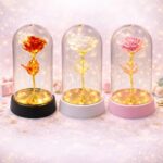 Rosa Encantada na Cúpula com LED: presente romântico e decoração exclusiva para namorada, casamento e aniversário.