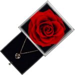 Rosa eterna com colar Eu te amo em 100 idiomas, presente romântico para Dia dos Namorados, Mães ou aniversário de casamento - Imagem 2