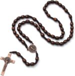 Rosário católico de madeira KOMI feito à mão, ideal para oração e presente de fé cristã - Imagem 2