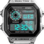SKMEI relógio masculino esportivo digital à prova d’água com cronógrafo, alarme e retroiluminação para uso diário