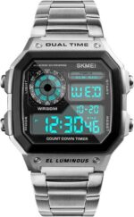 SKMEI relógio masculino esportivo digital à prova d’água com cronógrafo, alarme e retroiluminação para uso diário