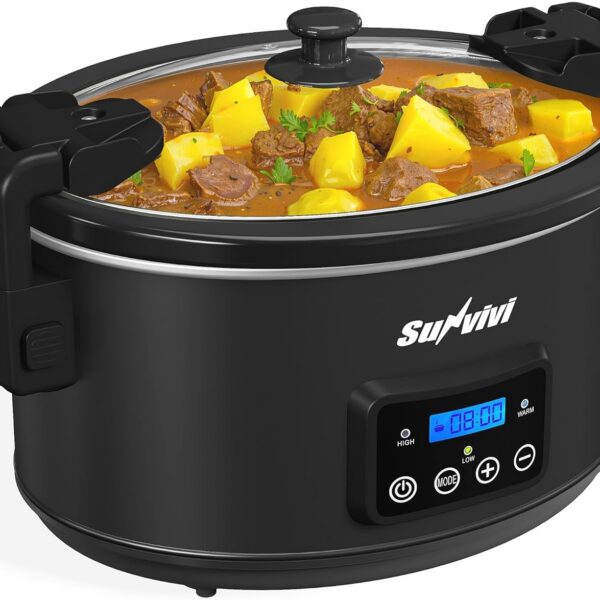 SUNVIVI Panela Elétrica 8,5L: grande capacidade, timer digital e manter aquecido para refeições práticas e sem esforço