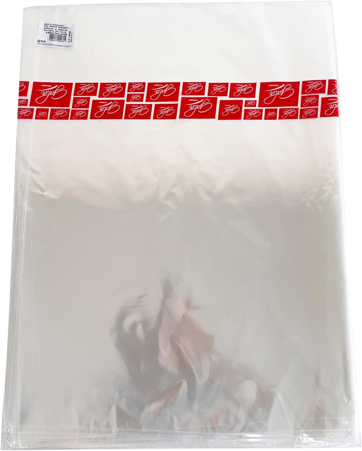 Saco de Presente 43x59 Incolor Premium com 50 unidades, ideal Saco de Presente 43x59 Incolor Premium com 50 unidades, ideal para embalar presentes com praticidade e elegância.