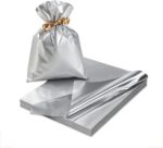 Saco para presente metalizado prateado 15x22 PRO4: resistente, ecológico e ideal para presentes, brindes e embrulhos.