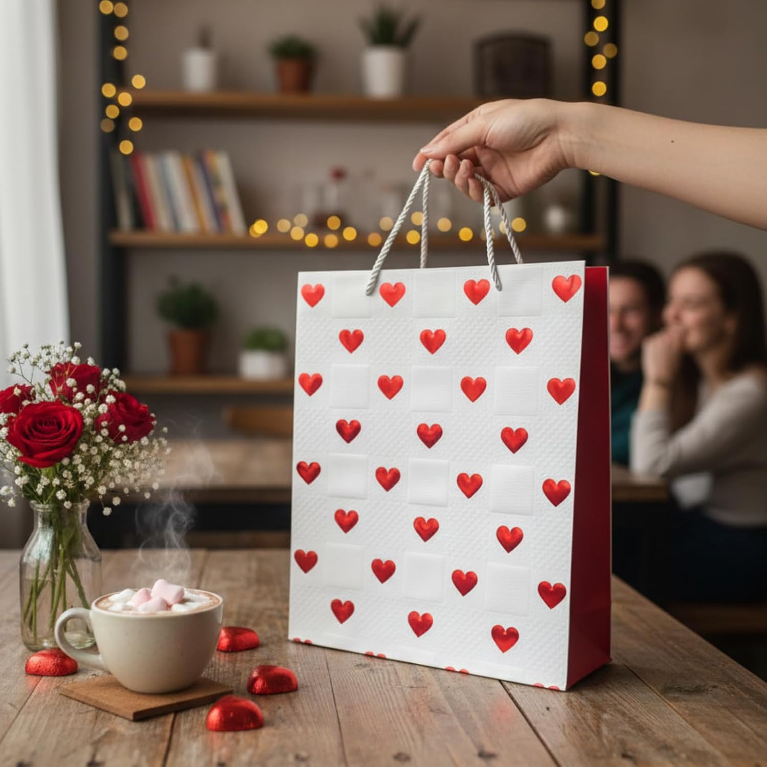 Sacola Coração Luxo Kraft 40x30cm com Alça Premium, ideal para Sacola Coração Luxo Kraft 40x30cm com Alça Premium, ideal para presentes elegantes e especiais.