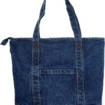 Sacola reutilizável YunZh de lona e jeans, resistente e prática para compras e viagens