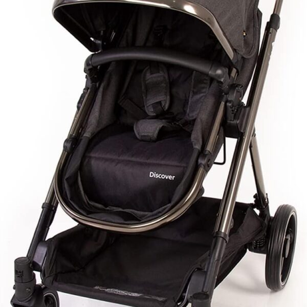 Safety 1st Carrinho de Bebê Discover Black Chrome: conforto, segurança e versatilidade para passeios em qualquer fase.
