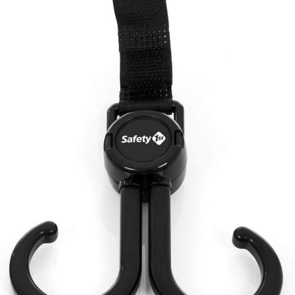 Safety 1st Gancho Duplo Black: suporte de até 3kg, fecho em velcro e versatilidade para compras com praticidade.