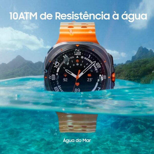 Samsung Galaxy Watch Ultra 2025: resistência em titânio, bateria de até 100h e GPS duplo para alta performance.