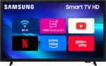 Samsung Smart TV 32 HD H5000F 2025 com HDR, Tizen, canais grátis e som imersivo para seu entretenimento.