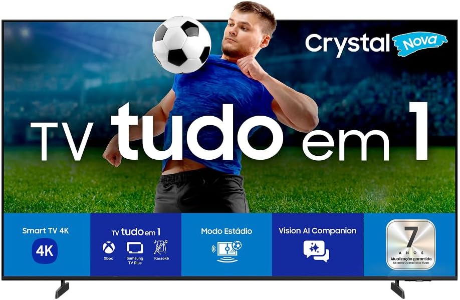 Samsung Smart TV 70 Crystal UHD 4K U8500F 2025 com Xbox Cloud Gaming e HDR, imagem 4K e design MetalStream, ideal para sua sala