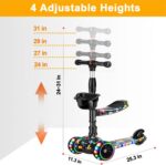 Scooter 2 em 1 infantil com assento removível, 3 rodas LED e altura ajustável para diversão e equilíbrio de 3 a 8 anos - Imagem 2