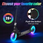 Scooter 8-12 infantil dobrável, leve e segura, com altura ajustável e rodas com luz para mais diversão. - Imagem 2
