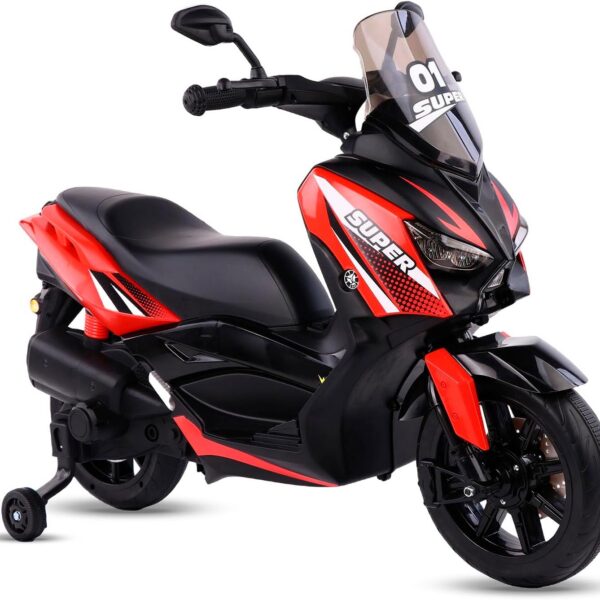 Scooter Elétrica Infantil Revvo XR 12V com rodas de treinamento, Bluetooth e suspensão para diversão segura até 25kg.