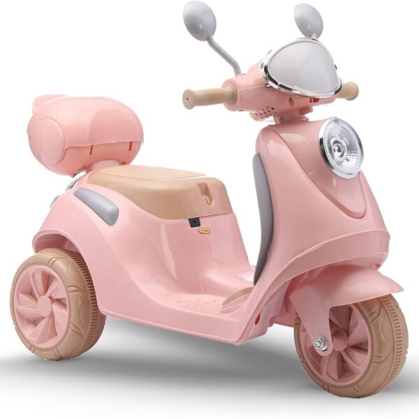 Scooter elétrica infantil Bella T3: luzes LED, bagageiro, som e USB/MP3 para brincadeiras cheias de diversão.