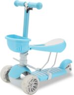 Scooter infantil 3 em 1 ajustável com rodas que piscam, segura, leve e ideal para crianças de 2 a 10 anos.