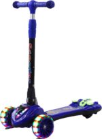 Scooter infantil com luz e música, altura ajustável e rodas brilhantes para diversão segura de 2 a 10 anos